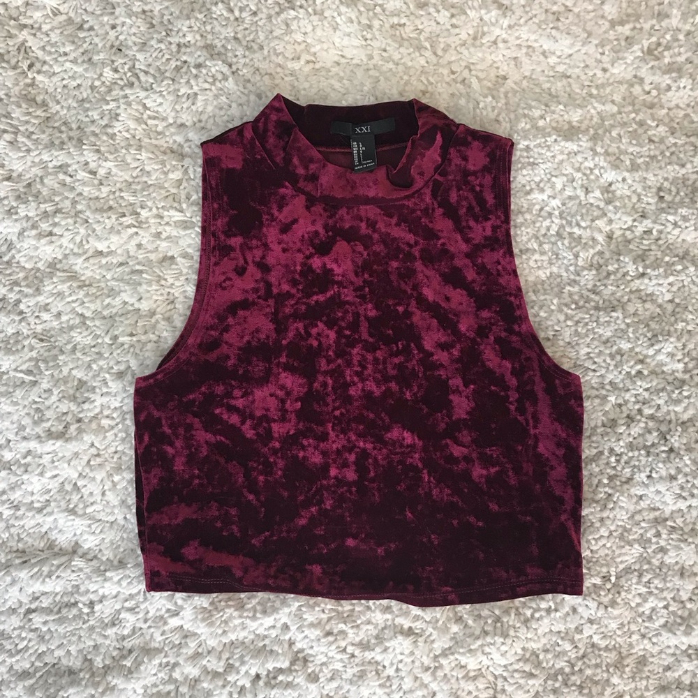 Forever 21 Crushed Red Velvet Crop Top